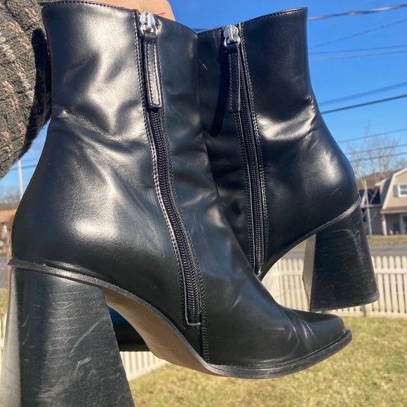COPY - Alohas Vegan Leather Square Toe Block Heel Boots Black Size 8 US M/ 41 EU - Picture 5 of 8